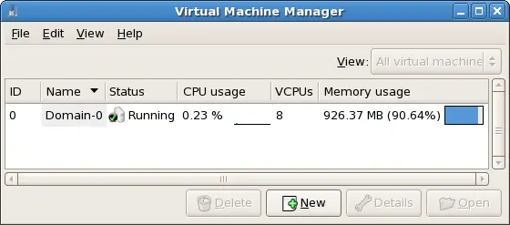 The Restored Virtual Machine Manager Session