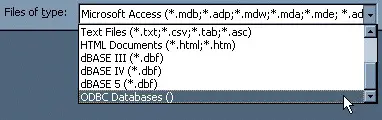 Selecting an ODBC Database