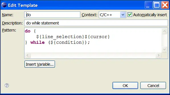Creating Code Templates Eclipse