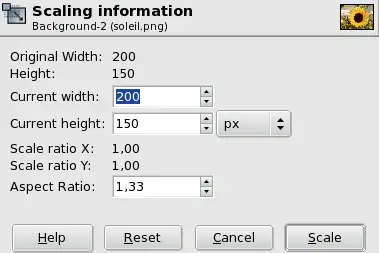 The Scaling Information dialog window