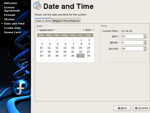 
	    Date and time screen for setting local clock.
	  
