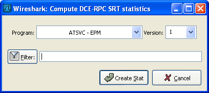 The "Compute DCE-RPC statistics" window