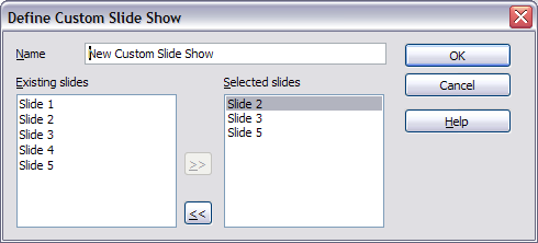 Defining a custom slide show
