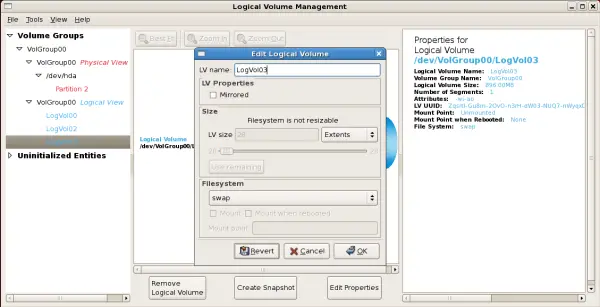 Edit Logical Volume