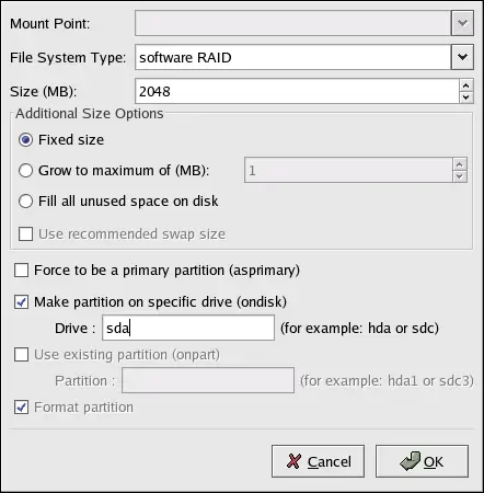 Creating a Software RAID Partition