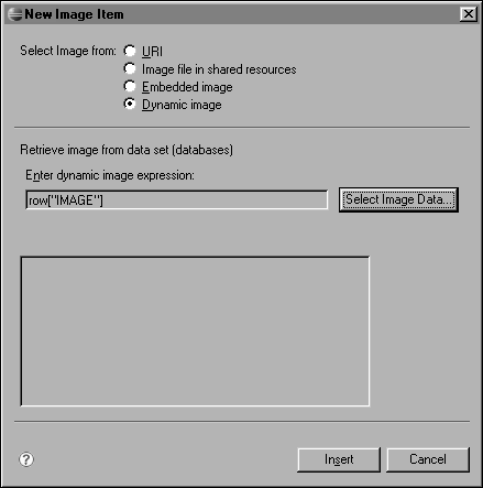 Figure 5-7 New Image Item showing the dynamic image expression