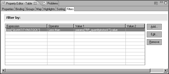 Figure 12-9 Filter condition set to a report parameter