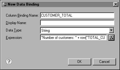 Figure 8-20 Column binding defined