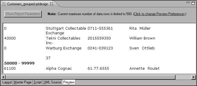 Figure 8-14 Report preview showing a count for each group