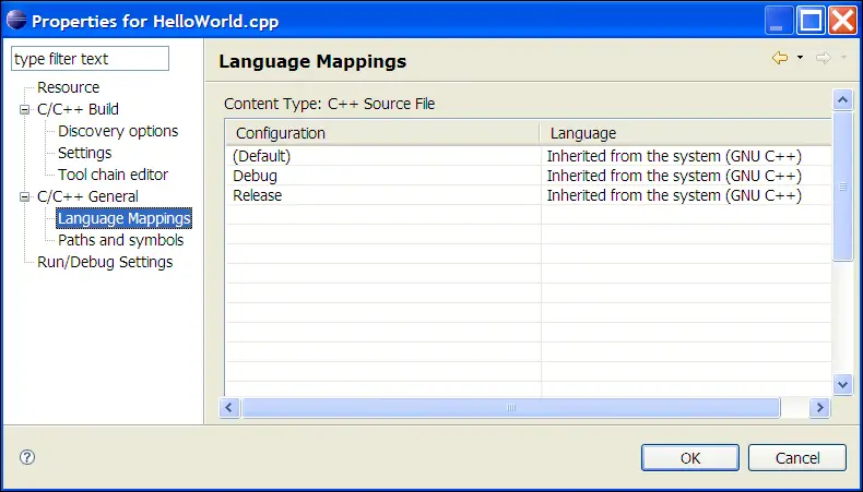 Language Mappings preference page