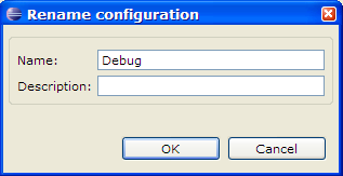 C/C++ Project Properties, Rename Configuration Dialog