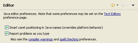 Java editor preference page