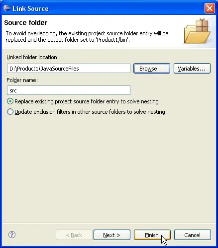Link Source dialog