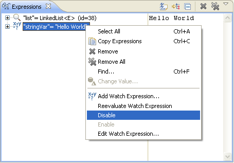 Disable Watch Expression