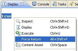 Force Return Action in the Display View