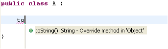 'Override method' content assist