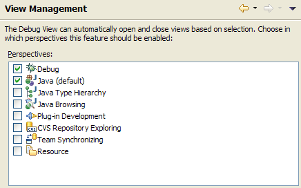 View Management preference page