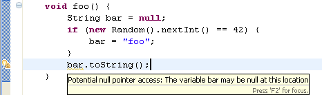 Potential null pointer access example