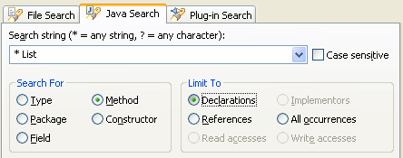 Search for method with given return type