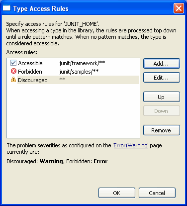 Access rules configuration dialog