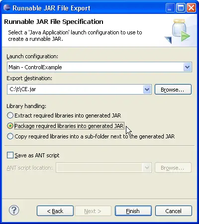 Runnable JAR File Export wizard