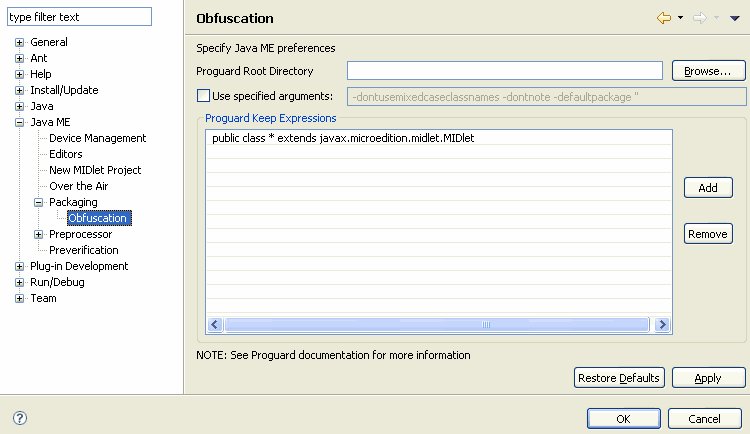 Obfuscation preference page