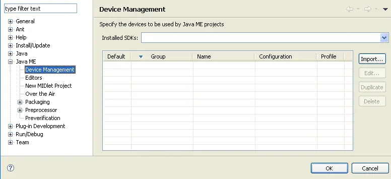 Device Management preference page
