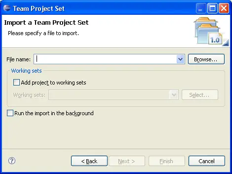 Team project set import wizard page