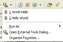 External tools drop-down menu