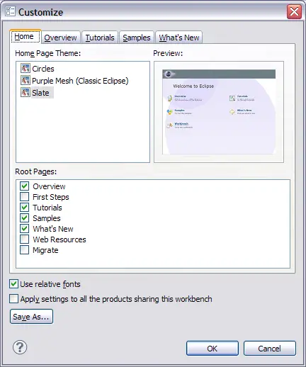 Welcome Preference Page
