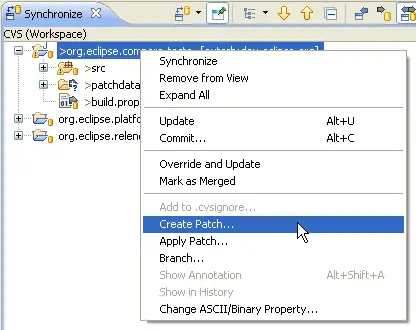 Apply patch in the Synchronize view