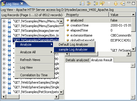 Image of the customized log analyzer