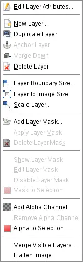 The Contents of the Layer local pop-menu