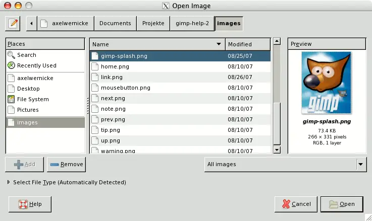 The File Open dialog