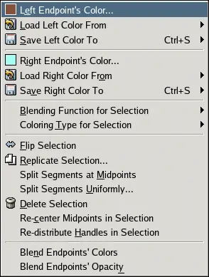 The Gradient Editor menu