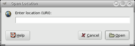 The Open Location dialog window El diálogo Abrir dirección