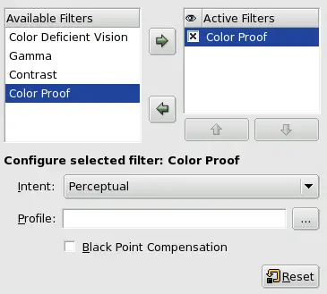 The Color Proof options