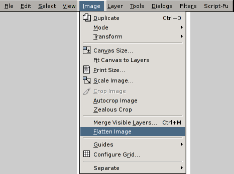 Accessing the Flatten Image menu item