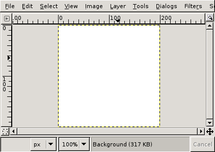 The dialog shows a new image, filled with a white background.