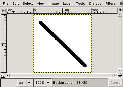 The line created appears in the image window after drawing the second point (or end point), while the Shift key is still pressed.