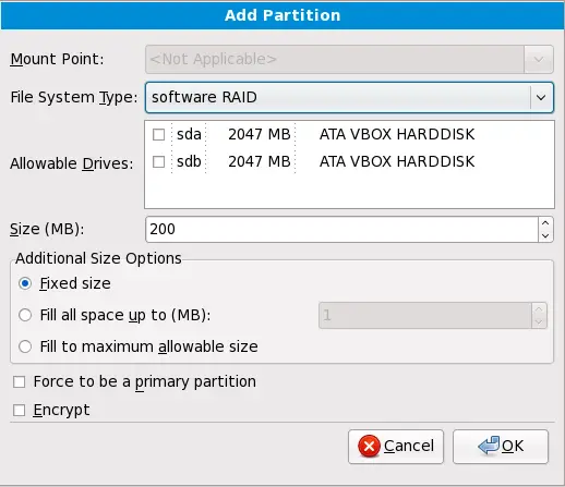Create a software RAID partition