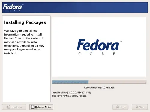 
	  Installing packages screen.
        