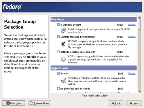 
	    Package group selection screen.
	  