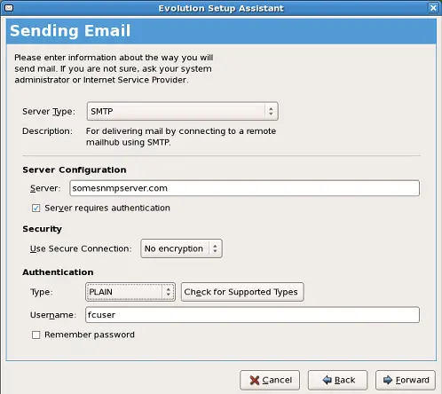 Sending Email Screen