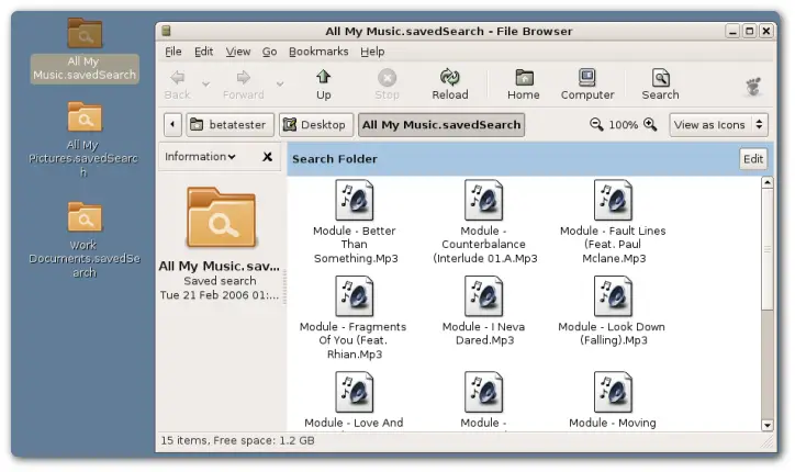 Browsing the results of a saved search.