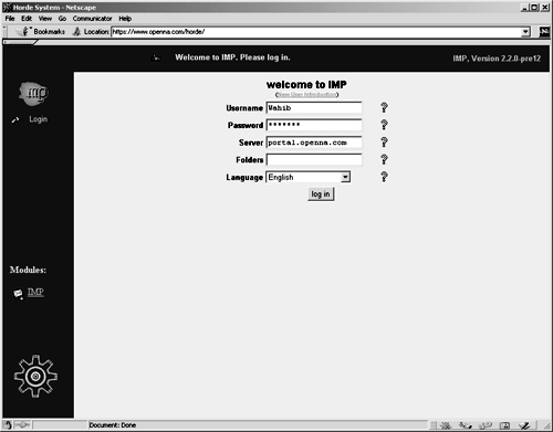 Webmail-IMP web browser interface