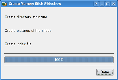 The KPresenter Create Memory Stick
Slideshow progress dialog.