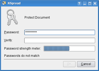 The Protect Document dialog