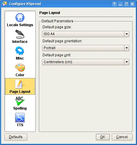 Page Layout Configuration.
