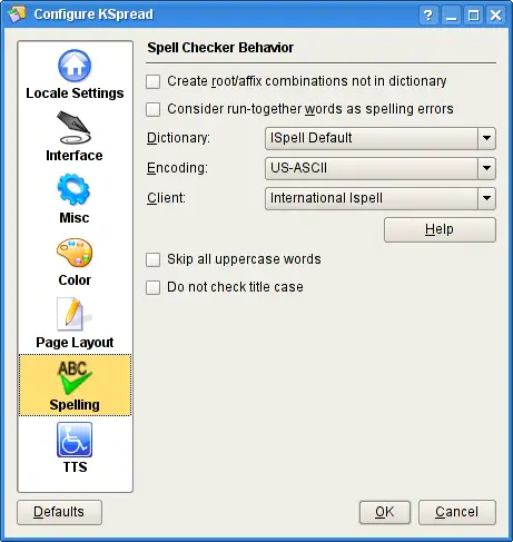 Spelling Configuration.